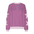 thumbnail image 4 of Swstbby Liquidation d'Économies d'Automne! Hauts d'Automne pour Femmes Grande Taille, Blouse Mode pour Femme à Col Rond à Rayures Imprimées Ample à Manches Longues Blouses Chandails Violet P, 4 of 5