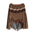 thumbnail image 1 of WTXUE Chandail Léger Vintage Fair Isle pour Femmes, Col Rond Décontracté, Manches Longues, Chandail Tricoté, Imprimé Artistique Vintage Fair Isle Rétro, Blouses Surdimensionnées Confortables, Tops Boho Doux, Café, 1 of 3