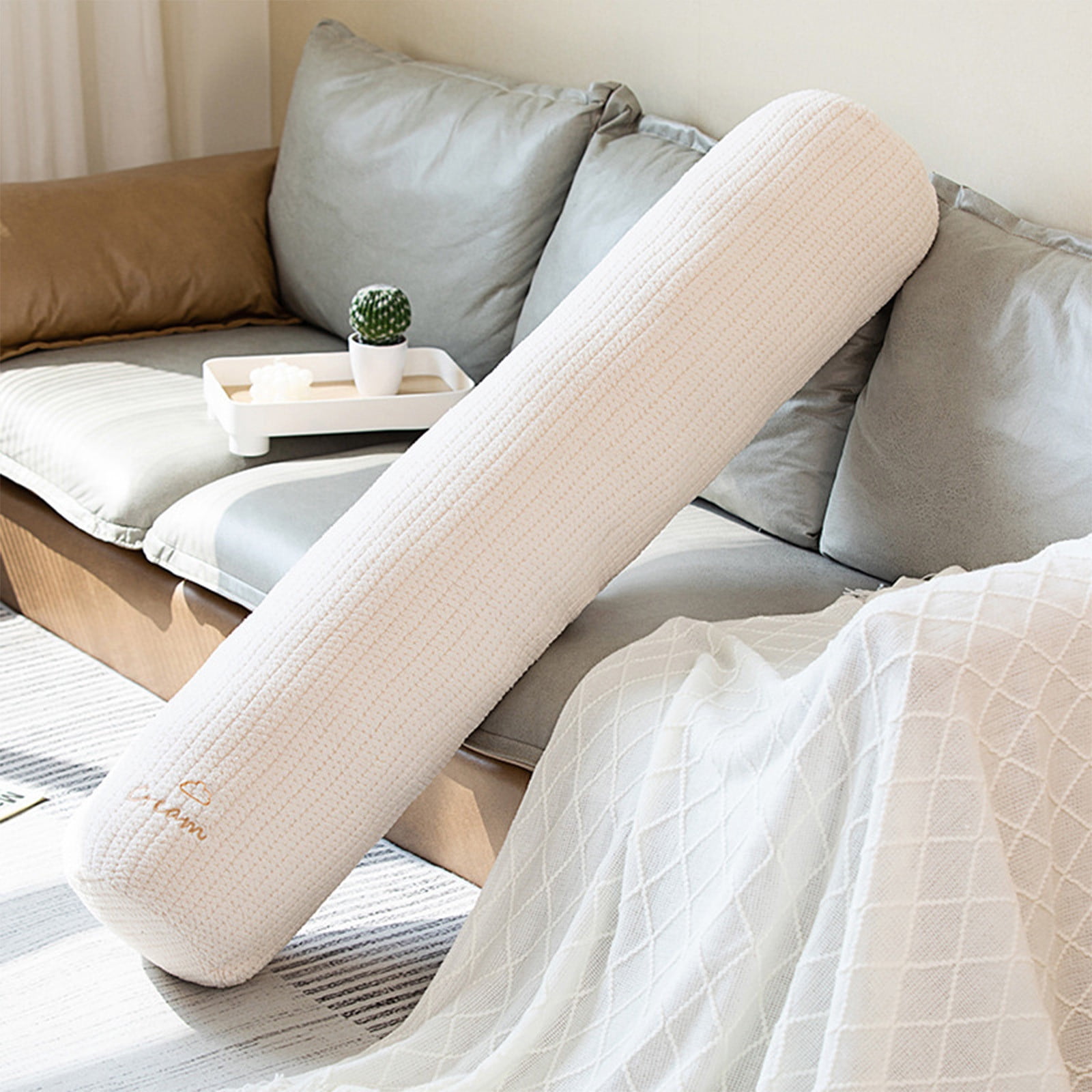 GOYDSY Cream Velvet Long Pillow, Cylindrical Clip Leg Cushion, Soft Sleeping Pillow for Comfort, Lumbar Support Cushion for Bed, Sofa, and Relaxation Clearance Sales Today Deals Prime