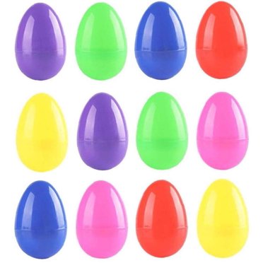 JHIJHOO Plastic Easter Eggs, Fillable Surprise Gifts Chocolate Assortment DIY Toys for Children Easter Theme Party 12 PCS Favor