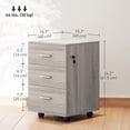 thumbnail image 3 of Vinsetto 3 Drawer File Cabinet with Lock and Wheels, Grey Wood Grain, 3 of 10