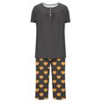 thumbnail image 4 of Timegard Ensembles Lounge pour Femmes Col Rond Manches Courtes Haut Plissé Pantalon Capri à Imprimé avec Poches Tenues de Pyjama Confortables, 4 of 7