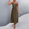 thumbnail image 2 of Robe Longue d'Été pour Femmes Robe à Bretelles Bouton Solide Décontractée Longue Robe d'Été Décontractée pour Femmes, 2 of 8