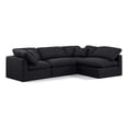 thumbnail image 1 of Meridian Furniture Indulge 129" Linen Fabric L-Shaped Modular Sectional in Black, 1 of 10