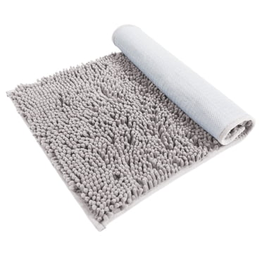 Hitime Tapis de Bain en Chenille Douce 16x24 Séchage Rapide Lavable à la Machine Coureur de Salle de Bain - Ultra Absorbant Dos Antidérapant - Gris Pâle