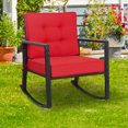 thumbnail image 4 of Gymax Outdoor Wicker Rocking Chair Patio Lawn Rattan Single Chair Glider w/ Red Cushion, 4 of 10