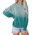 thumbnail image 1 of Hauts d'Été pour Femmes 2023 T-shirt Décontracté à Manches Raglan Col Rond Automne Hiver Dégradé Ample en Liquidation, 1 of 4