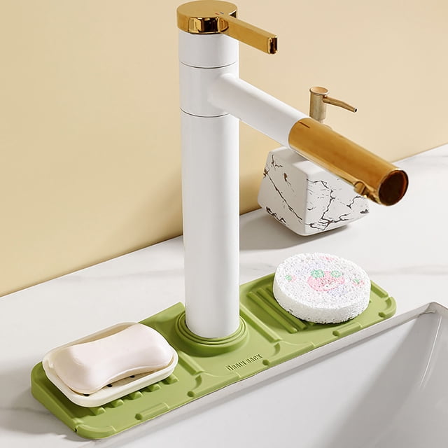 Kitchen Sink Drainage Pad | Washbasin Faucet Splash Guard | Quick-Dry Breathable Mat | Silicone, 12.6"x3.94", Anti-Slip, Easy Clean | Countertop for Water Retention