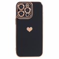 thumbnail image 1 of Pour iPhone 15 Pro Max Étui 6D Électroplaquée Cœur d'Amour Anti-Chute TPU - Noir, 1 of 5