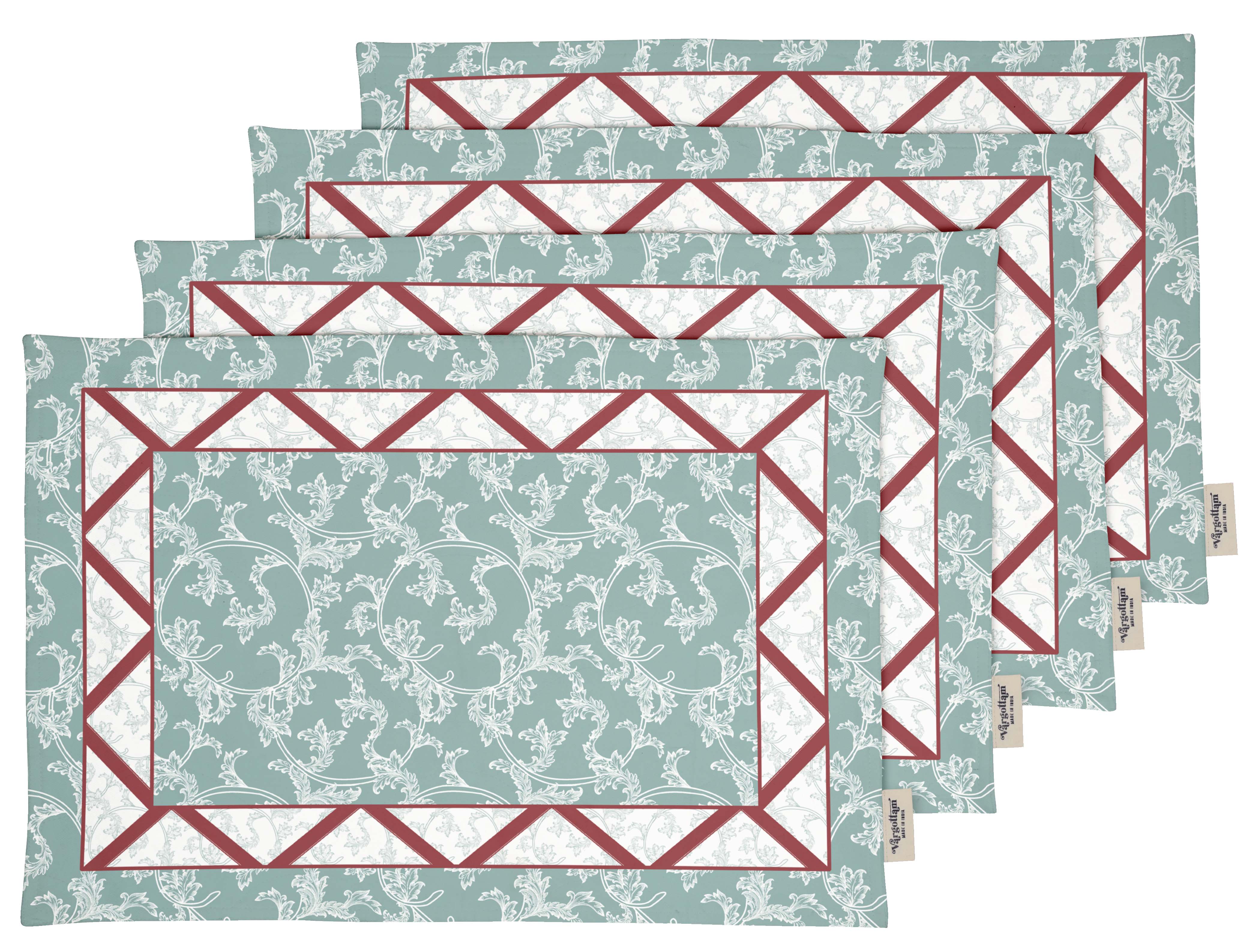 Vargottam Placemats- Placemat For Dining Table, Set Of 4- Printed & Reversible CottonNapkin-IndoorPlacematsFor Home & Kitchen Dining Table- Asian Batik (Teal Blue)