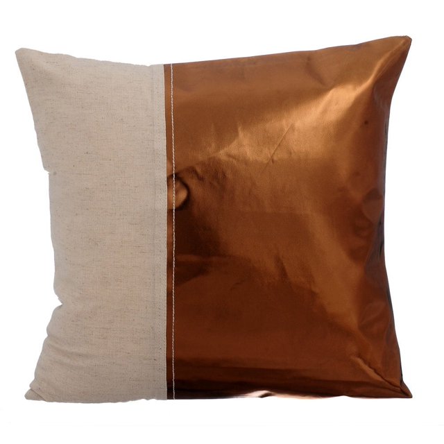 Pillow Cover, Copper Pillow Cover, 18x18 inch (45x45 cm) Pillow case, Faux Leather Throw Pillow Cover, Metallic Leather Linen Pillow, Solid Pillow Patchwork - Better Half Copper