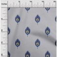 thumbnail image 1 of oneOone Cotton Silk Fabric Peacock Feather Ikat Printed Craft Fabric BTY 42 Inch Wide, 1 of 4