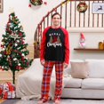 thumbnail image 1 of Pyjamas pour Hommes Tenue Parent-Enfant de Noël Ensembles Patchwork à Carreaux Imprimés Vêtements de Maison Col Rond Manches Longues Pyjamas Ensembles Deux Pièces Assortis Pyjamas de Noël pour Couples en Liquidation, 1 of 6