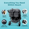 thumbnail image 3 of Foundations Gaggle Roadster Duo Side-by-Side Double Lightweight Stroller, Reclining Seats with Canopy, Black, 3 of 8