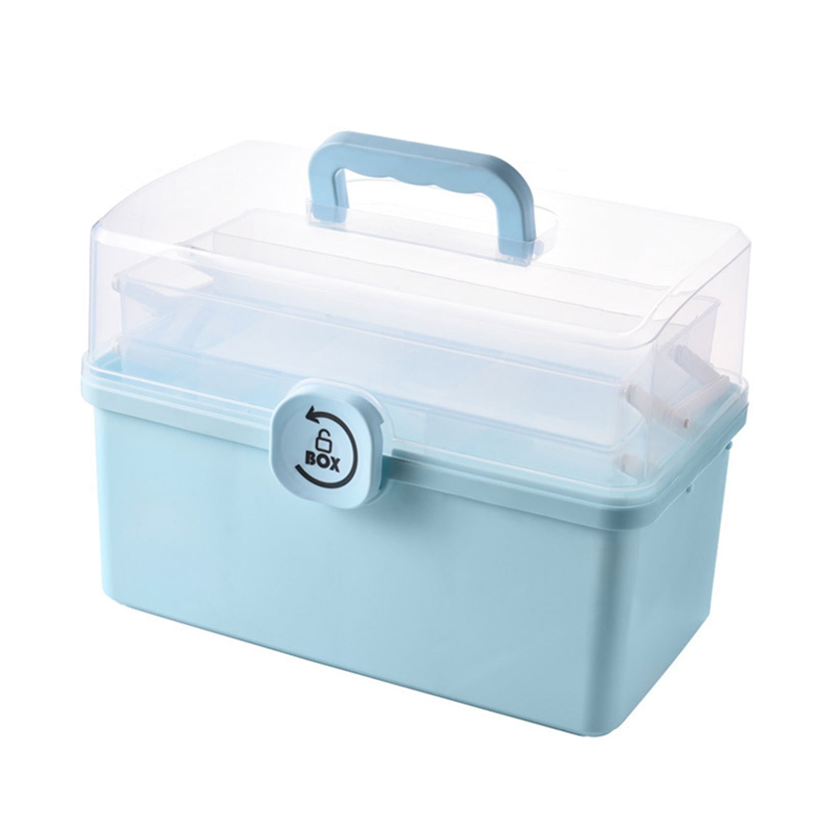 T-052 Blue 3 Layer Home First Aid Kit Medicine Organizer With 7 Day Pill Box Emergency Storage Case For Pills Vitamins Drugs 750G