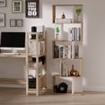 thumbnail image 2 of HOMCOM Geometric Bookcase, 5-Tier S Shaped Bookshelf, Natural and White, 2 of 10