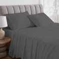 thumbnail image 2 of Purity Home Ensemble de Draps 100 % Coton, 400 Fils au Pouce Carré, Vert Satiné Résistant aux Plis, 4 Pcs, Gris Charbon Complet, 2 of 3