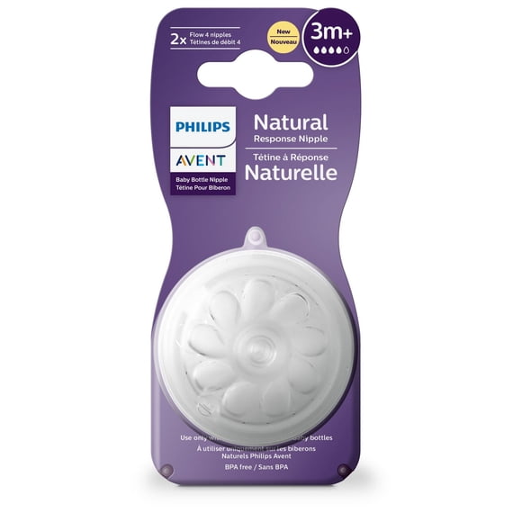 Philips Avent Natural Response Tétine Flow 4, 3M+, 2pk, SCY964/02