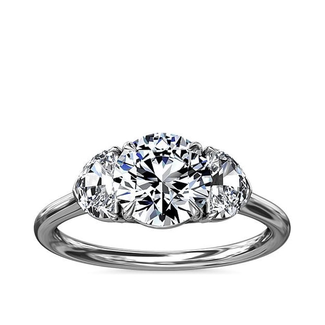 1.00 Carat Excellent Round Cut Real Diamond New Design Three Stone Ring for Wedding Solid 18K White Gold Size 11