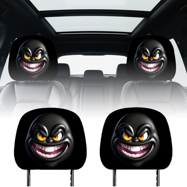 BotaniNest Cartoon Expression Theme Seat Headrest With Indoor And Comfortable Printing Design