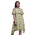 thumbnail image 1 of Bimba Beige Bird Print Womens Chic Style Cold Shoulder Shift Dress Summer Tunic - X-Large, 1 of 6