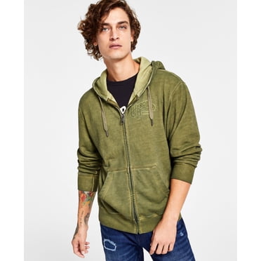 Heroes Motors Mens Vintage Zip Hoodie, Green, Medium