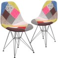 thumbnail image 1 of 2 pièces Chaise de la série Elon en tissu Milan patchwork avec base en chrome, 1 of 9