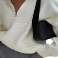 thumbnail image 2 of Pull en Maille Oversize à Manches Longues pour Femmes Pull Demi-Zip Automne Hiver Streetwear, 2 of 6