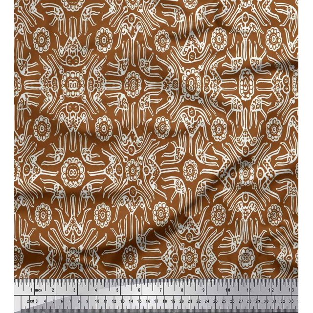 Soimoi Rayon Fabric Floral & Moroccan Damask Print Sewing Fabric Yard 56 Inch Wide