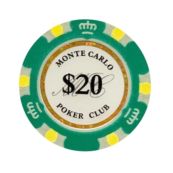 The Poker Store Monte Carlo Jetons de Poker Lisses 14 Grammes - 100 Jetons de Poker (Vert Foncé 20)