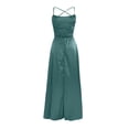 thumbnail image 3 of Pompotops Robe Longue à Bretelles Dos Dégagé Unie pour Femme, Ajustée, Épaules Dénudées, Robe de Soirée, 3 of 6