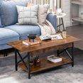 thumbnail image 3 of Gymax Coffee Table Industrial 2-Tier w/ Storage Shelf &Storage Shelf for Living Room Rustic Brown, 3 of 10