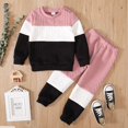 thumbnail image 1 of PatPat 2-piece Toddler Girl/Boy Colorblock Cable Knit Sweatshirt and Pants Set, Pink, Girl: 3 Years, 1 of 1