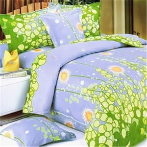 MINIDUVET-MH01038-KING Dandelion Dream - 100 Pourcentage Coton 3 Pièces Mini Couvercle de coudée Set King Taille - bleu