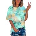 thumbnail image 1 of CEHVOM T-shirt Imprimé Mode Femme Manches Courtes Blouse Col Rond Hauts Décontractés Liquidation, 1 of 5