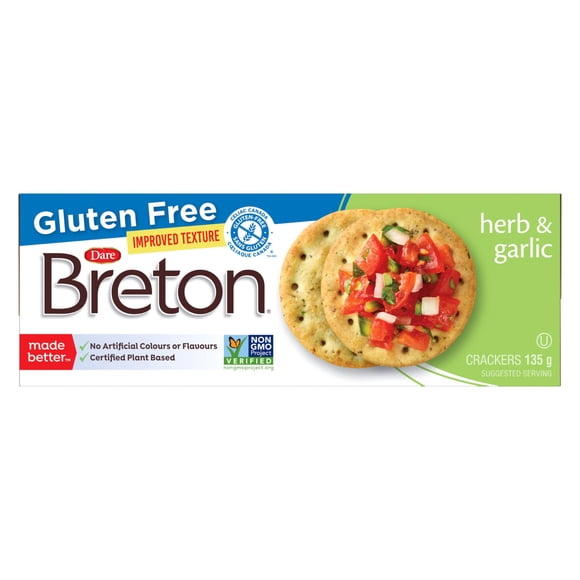 Dare Breton Gluten Free Herb & Garlic Crackers, 135g