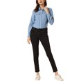 thumbnail image 2 of INSPIRE CHIC Women's Point Collar Long Sleeve Button Down Chest Pockets Denim Shirt S Light Blue Floral, 2 of 5