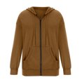 thumbnail image 4 of TIMIFIS Chandail à Capuchon à Manches Longues pour Femmes, Veste de Survêtement Zippée avec Poches - Brun - 2 - Sfall s, 4 of 5