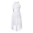 thumbnail image 3 of RUNQHUI Kids Girls Sleeveless Shiny Rhinestone Ruched Ballet Leotard Dress Lyrical Modern Contemporary Ballroom White 14, 3 of 7