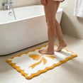 thumbnail image 1 of Flocked Velvet Bath Mat with Bow Design | Soft Plush Absorbent Shower Rug for Bathtub | Non-Slip Latex Backing Quick Dry Floor Mat for Bathroom | Washable Microfiber Runner for Sink, Tub, Doorway, 1 of 6
