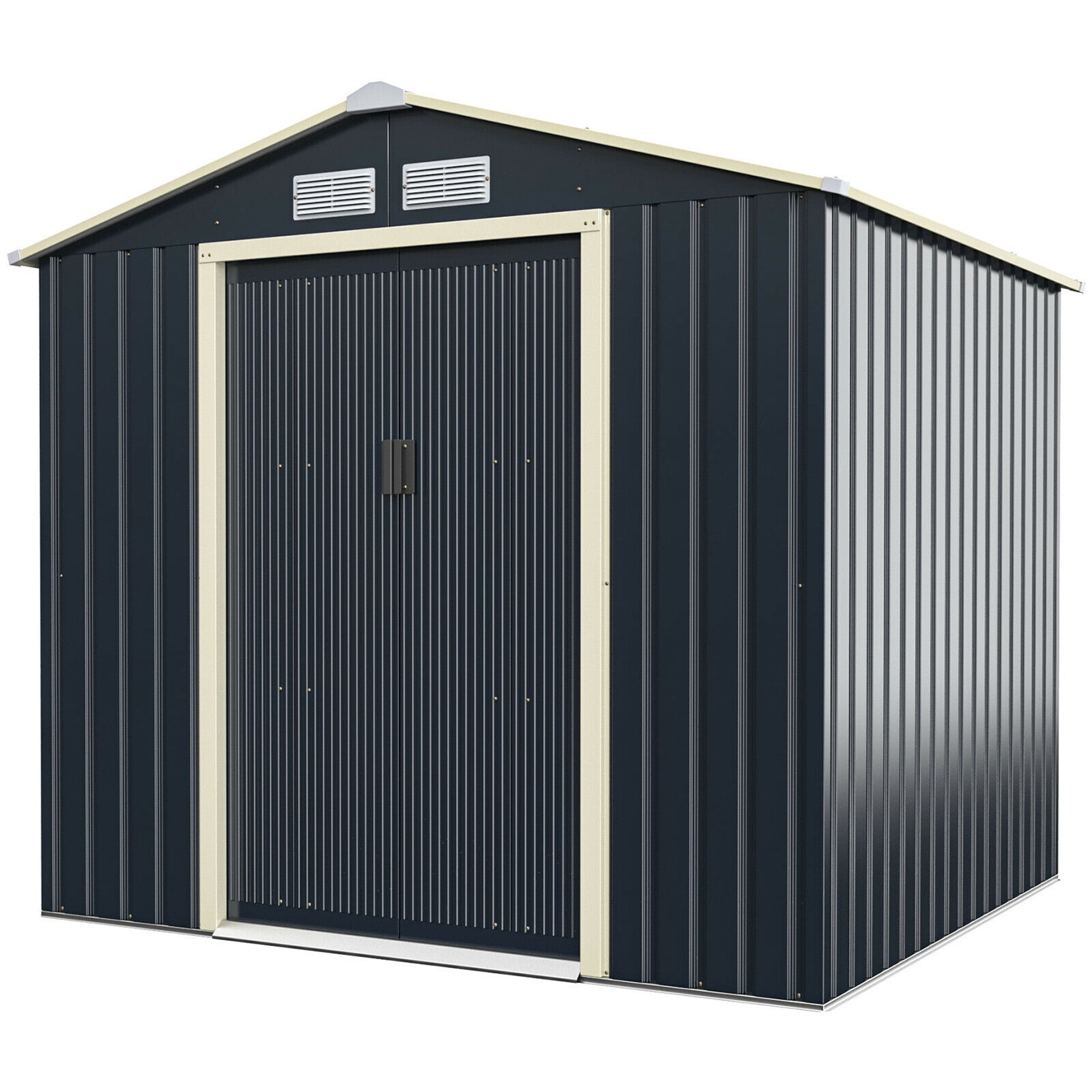 Gymax 7' x 6' Outdoor Tool Storage Shed Large Utility Storage House w/ Sliding Door