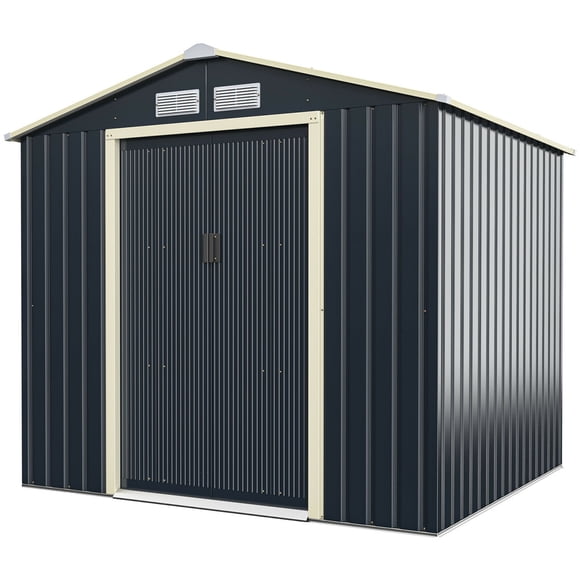 Gymax 7' x 6' Outdoor Tool Storage Shed Large Utility Storage House w/ Sliding Door