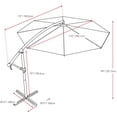 thumbnail image 2 of CorLiving 9.5ft Tilting Cantilever Outdoor Patio Umbrella with Steel Frame, 8 Support Arms, and Base Weights Included, 2 of 7