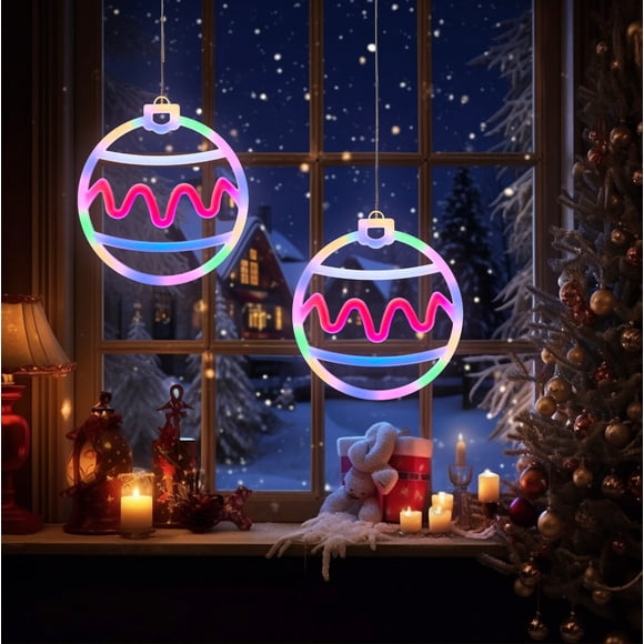LSLJS Lumières Décoratives de Noël à DEL Lumières Néon à DEL Centre Commercial Pièce Chambre Aménagement Photo Lampe Suspendue Alimentée par USB Décorations de Noël Décorations de Fête de Noël