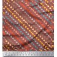 thumbnail image 1 of Soimoi Brown Silk Fabric Diagonal Arrow Decor Fabric Printed Yard 42 Inch Wide, 1 of 3