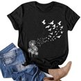thumbnail image 1 of T-shirts Graphiques pour Femmes Mode Femmes T-Shirts Fantaisie Imprimés Pissenlit Coupe Ample Col Rond Manches Courtes Blouses Été Décontracté Hauts pour Dames, 1 of 4