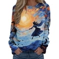 thumbnail image 1 of Tops For Womens Print O Neck Sweatshirt  Neck Fit Pullover Tops Comfortable Long Sleeve Workout Shirts Loose Blouse, 1 of 4