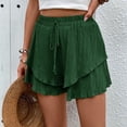 thumbnail image 4 of Yuyuzo Shorts for Women Drawstring High Waisted Double Layered Ruffle Shorts Wide Leg Casual Summer Beach Shorts, 4 of 6