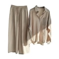 thumbnail image 1 of XZNGL Spring And Summer Two-piece Color-blocking Single-breasted Long-sleeved Lapel Shirt Shorts Loose Fashion Casual Suit, 1 of 9