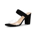 thumbnail image 1 of BLISSFUL STEP Sandales Mules à Talon Épais à Double Bride Transparente pour Femmes Noir 10, 1 of 7